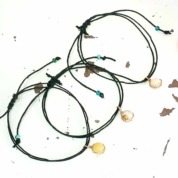 Adjustable Amazonite Gemstone Beaded Bracelet, Charm Boho Dainty Unisex - Picture 5 of 5